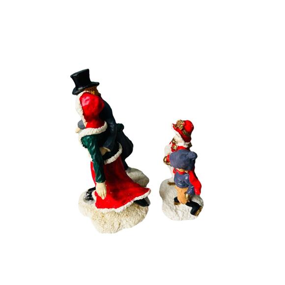 Mervyn’s Christmas Village Square 4" Boy Girl Man Woman Ice Skating Skaters 1991 - Picture 5 of 8